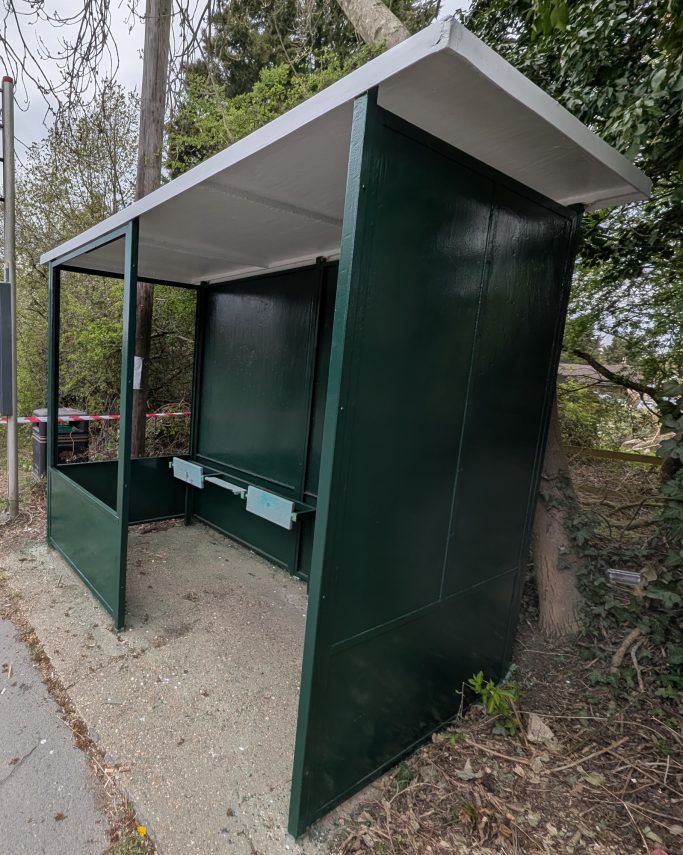 One of several bus shelters cleaned and painted